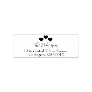 Triple Heart Familienaam Retouradres Zelfinktende Stempel