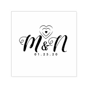 Triple Heart Rustic Lettering Zelfinktende Stempel