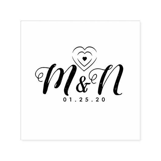 Triple Heart Rustic Lettering Zelfinktende Stempel (Design)