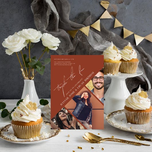 Triple het plezier | Moderne drie-persoons verjaar Kaart