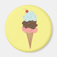 Triple Ice Cream met regenboogspringen op geel