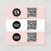 Triple Icon QR Code Aangepaste Social Media Roze Vierkante Visitekaartje (Voorkant)