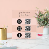 Triple Icon & QR Code Business Social Media Rose (Mariage)