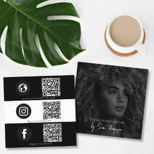 Triple Icon QR Code Foto Zakelijke Sociale Media Vierkante Visitekaartje