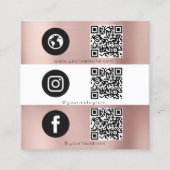 Triple Icon QR Code Social Media Roos Goud Vierkante Visitekaartje (Voorkant)