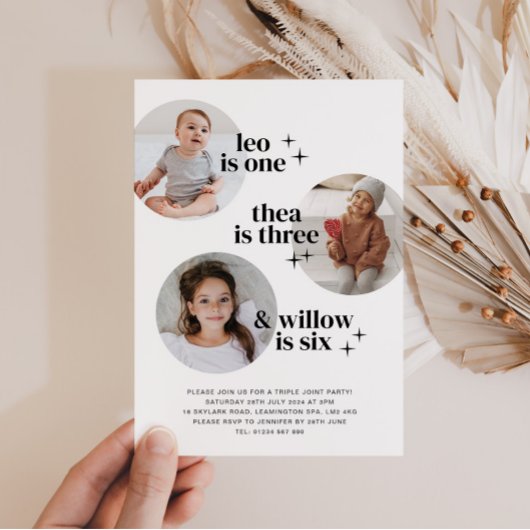 Triple Joint Birthday Invitation with Arches Kaart