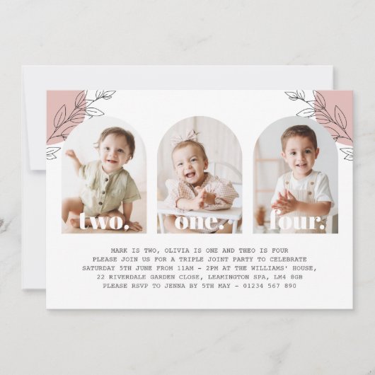 Triple Joint Landschap Foto Verjaardag Uitnodiging (Voorkant)