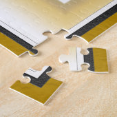 Triple Matte: Goud, zwart en wit, met botervliegen Legpuzzel (Zijkant)
