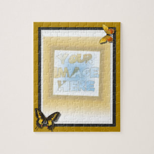 Triple Matte: Goud, zwart en wit, met botervliegen Legpuzzel