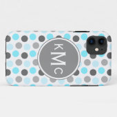 Triple Monogram Blue Grey Stippen Case-Mate iPhone Case (Achterkant (horizontaal))