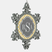 Triple Monogram grijs Gingham Pattern Tin Sneeuwvlok Ornament (Links)