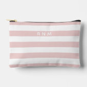 Triple Monogram op Blush Roze en Witte Strepen Etui (Voorkant)