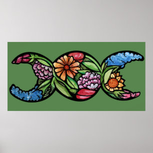 Triple Moon Bloom "Blessed Be" Poster