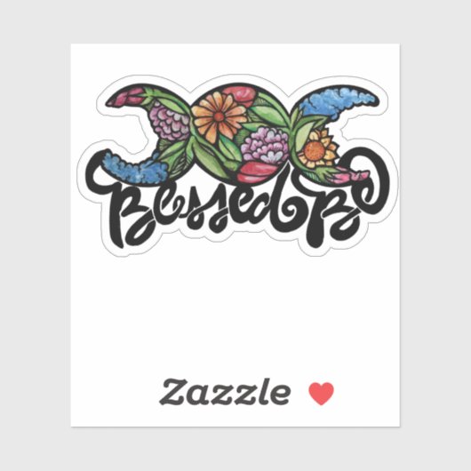 Triple Moon Bloom "Blessed Be" Sticker (Vel)