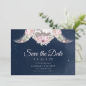 Triple Moon Dark Blue Night Sky Handfasting Save The Date (Staand voorkant)