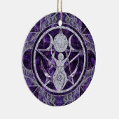Triple Moon - Goddess - Amethyst en Silver Keramisch Ornament (Rechts)