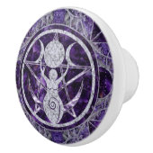Triple Moon - Goddess - Amethyst en Silver Keramische Knop (Rechts)