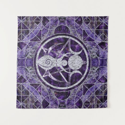 Triple Moon - Goddess - Amethyst en Silver Wandkleed (Voorkant (horizontaal))
