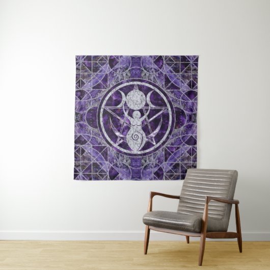 Triple Moon - Goddess - Amethyst en Silver Wandkleed (In situ)