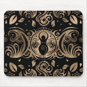 Triple Moon Goddess Gold en Black Muismat