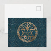 Triple Moon Goddess met pentagram Briefkaart (Voorkant / Achterkant)
