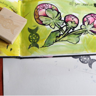 Triple Moon Goddess Pentagram Rubberstempel