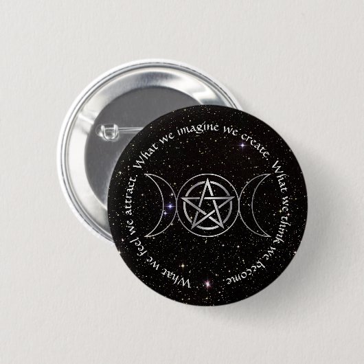Triple Moon Goddess Wicca Pentacle Ronde Button 5,7 Cm (Voorkant /achterkant)