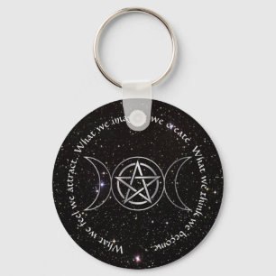 Triple Moon Goddess Wicca Pentacle Sleutelhanger