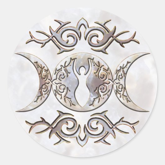 Triple Moon Moonstone Goddess Ronde Sticker (Voorkant)