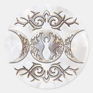 Triple Moon Moonstone Goddess Ronde Sticker