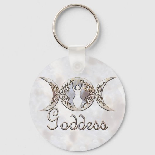 Triple Moon Moonstone Goddess Sleutelhanger (Voorkant)