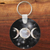 Triple Moon Moonstone Sleutelhanger (Voorkant)