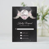Triple Moon Night Sky Dark Boho Handfasting RSVP Kaartje (Staand voorkant)