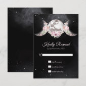 Triple Moon Night Sky Dark Boho Handfasting RSVP Kaartje (Voorkant / Achterkant)