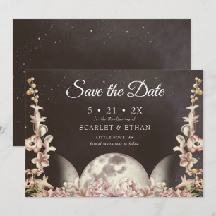 Triple Moon Phase Boho Floral Handfasting Save The Date