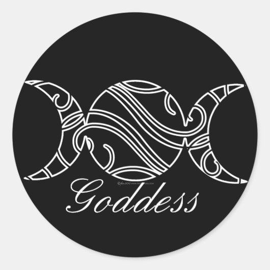 Triple Moon Scrollwork Ronde Sticker (Voorkant)