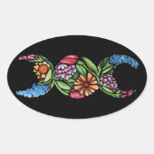 Triple Moon Symbol Bloom Ovale Sticker (Voorkant)