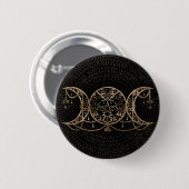 Triple Moon - Triple Goddess Gold en zwart Ronde Button 5,7 Cm (Voorkant /achterkant)