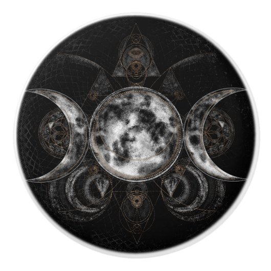 Triple Moon - Triple Goddess Keramische Knop (Voorkant)