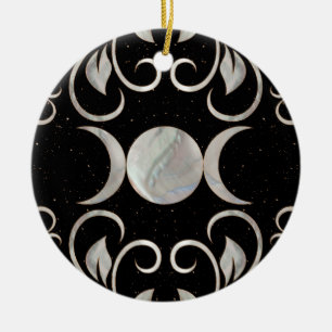 Triple Moon - Triple Goddess - Moeder van Pearl Keramisch Ornament