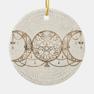 Triple Moon - Triple Goddess Pastel Gold Keramisch Ornament