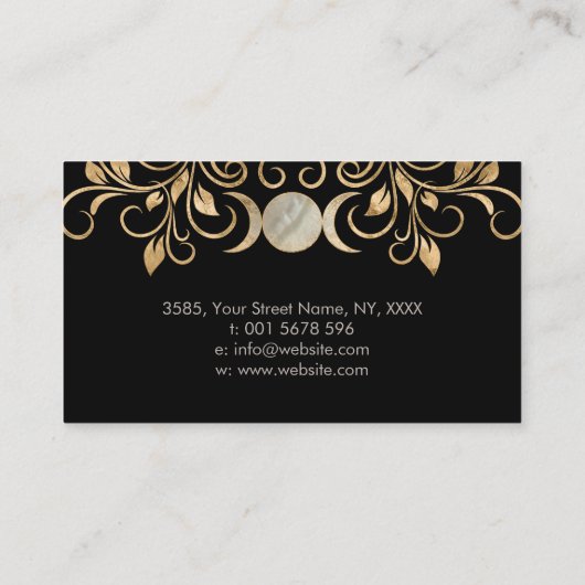 Triple Moon - Triple Goddess Pearl en Gold Visitekaartje (Achterkant)