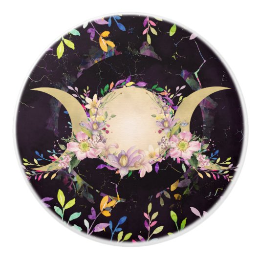 Triple Moon - Triple Goddess - Waterverf Keramische Knop (Voorkant)