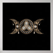 Triple Moon Triquetra Moeder van Pearl Poster (Voorkant)