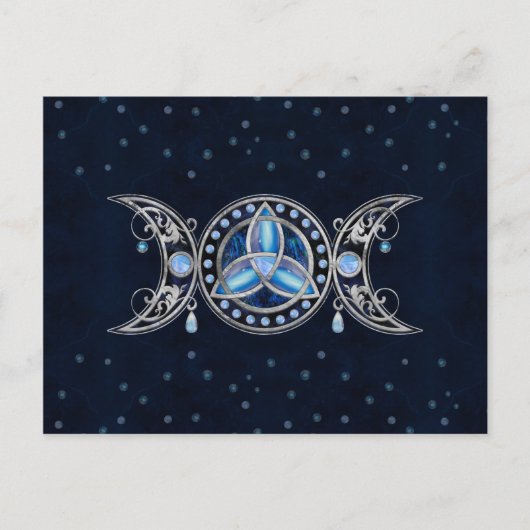 Triple Moon Triquetra Ornament met Moonstone Briefkaart (Voorkant)
