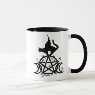Triple Moon Wicca Pentacle Black Cat Mok Witch