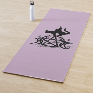 Triple Moon Wicca Pentacle Black Cat Yoga Mat