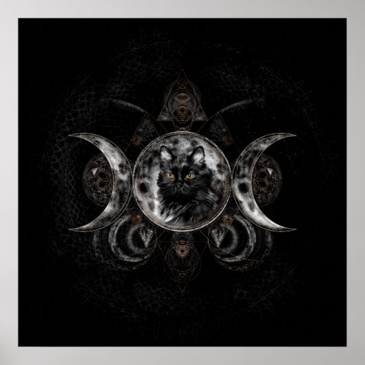 Triple Moon - Zwarte kat Poster (Voorkant)