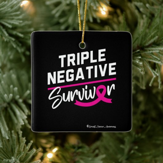 Triple Negative Survivor Breast Cancer Awareness Keramisch Ornament (Boom)