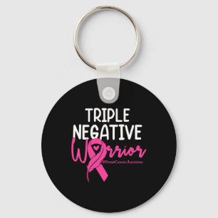 Triple Negative Warrior Pink Ribbon Breast Cancer Sleutelhanger